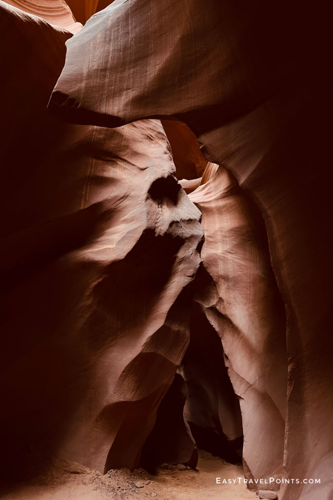 inside antelope canyon with wall that looks like an Indian chief