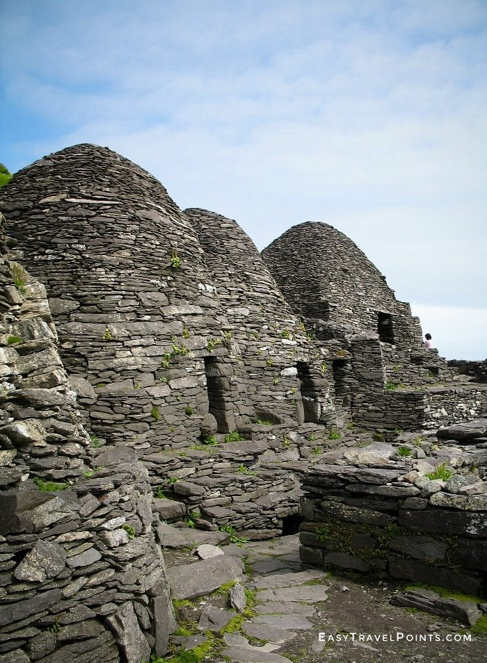 ancient stone huts on top of skellig michael island